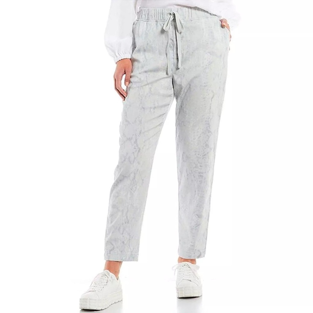 Snake Print Drawstring Tapered Pants